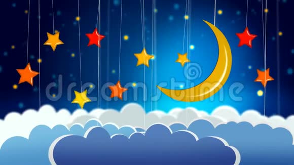 美丽的月亮星星和云彩最好的视频背景让婴儿睡觉平静放松视频的预览图