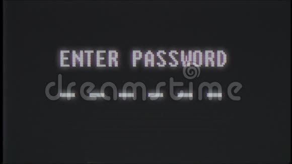 复古视频游戏引擎Password文字电脑旧电视故障干扰噪声屏幕动画无缝循环新质量视频的预览图