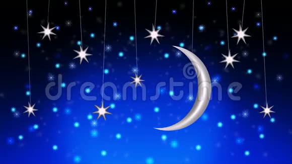 美丽的夜空月亮和星星最好的循环视频背景让宝宝睡觉平静放松视频的预览图