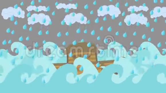 诺亚方舟天空和雨飘在海中央视频的预览图