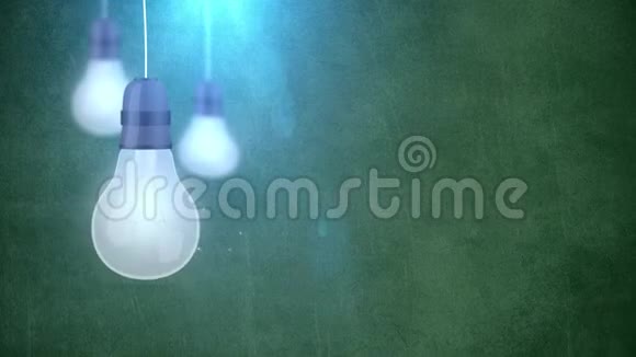 闪烁的灯泡落在绿色的绳子上视频的预览图