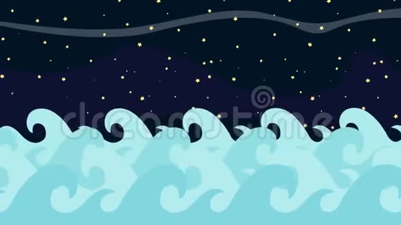 诺亚方舟星际之夜在海上航行视频的预览图