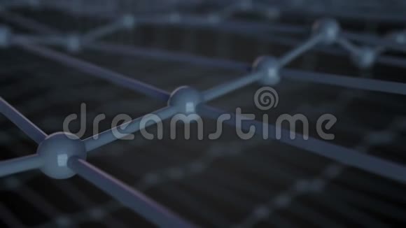 分子网格的三维图示晶格中的原子连接近景三维渲染视频的预览图
