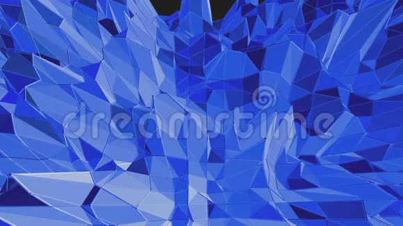 蓝色低聚发光表面作为景观或化学结构蓝色多边形的几何发光环境或视频的预览图