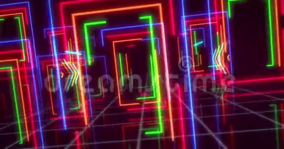 霓虹灯框架灯抽象背景视频的预览图