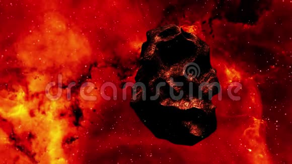 CGI太空场景小行星漂浮在太空视频的预览图