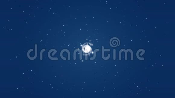 冬季庆祝蓝色背景与星星白色暴风雪圆形复印空间视频的预览图