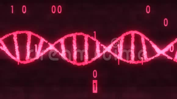 DNA螺旋分子旋转数字干扰噪声双星编码闪烁屏幕动画背景新质量视频的预览图