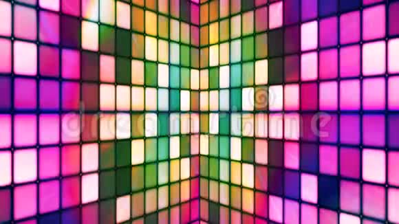 广播闪烁高科技立方墙多颜色抽象可循环4K视频的预览图