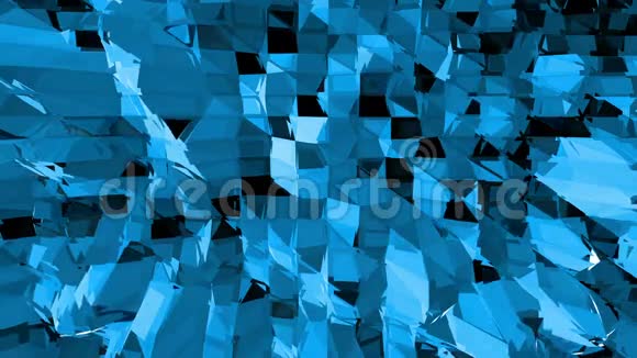 蓝色低聚转化表面作为分形背景蓝色多边形几何变换环境或脉动视频的预览图
