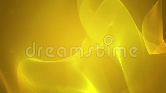 抽象的背景与黄色的丝绸随风飘扬美丽的抽象的发光条视频的预览图