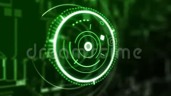 圆形全息图接口回路绿色hud抽象视频的预览图