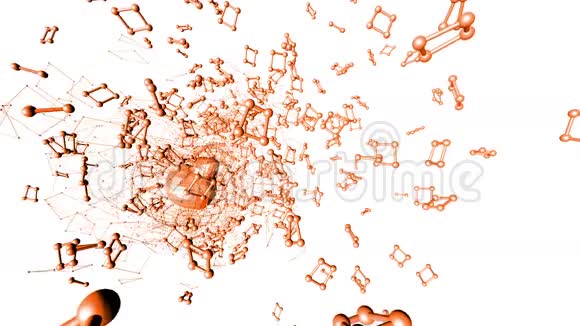 抽象橙色挥动三维网格或网格的脉动几何物体在电子游戏中用作抽象报酬橙色视频的预览图