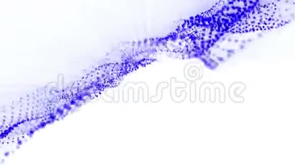 蓝色粒子的平面慢慢地在白色上振荡抽象动画3D渲染视频的预览图