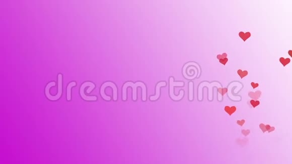 浪漫的红心在粉红色的背景下飞翔视频的预览图