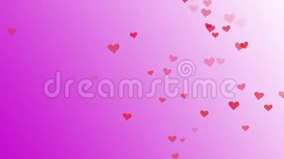 浪漫的红心在粉红色的背景下飞翔视频的预览图