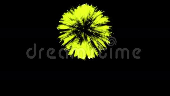 色彩斑斓的单根烟火在夜晚壮观的单一烟花3D渲染黄色版本7视频的预览图