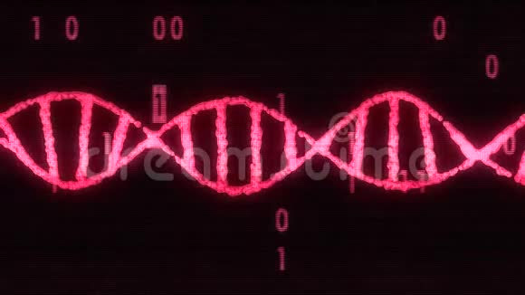 DNA螺旋分子旋转数字干扰噪声双星编码闪烁屏幕动画背景新质量视频的预览图
