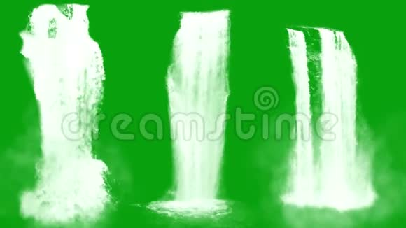 带有绿色屏幕背景的瀑布运动图形视频的预览图
