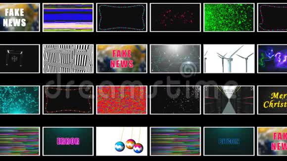 黑色空间中许多不同的明亮抽象壁纸三维渲染视频的预览图