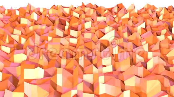 摘要简单的粉红色橙色低聚三维表面作为高科技背景软几何低聚运动背景视频的预览图