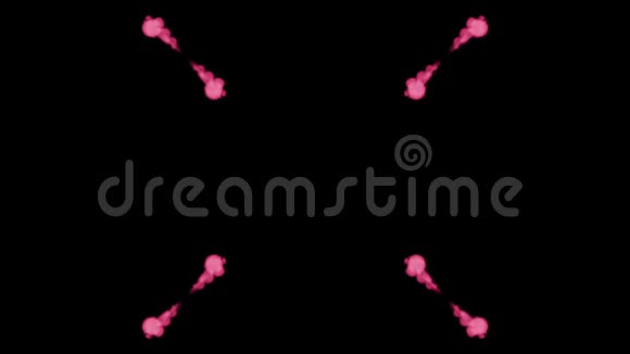 背景如罗夏墨迹测试8荧光的粉红色墨水或烟雾在黑色上缓慢地分离粉色薄荷糖视频的预览图