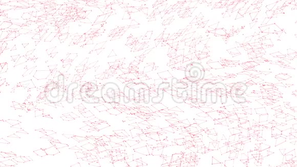 抽象干净的红色挥动三维网格或网格作为良好的背景红色几何振动环境或脉动数学视频的预览图