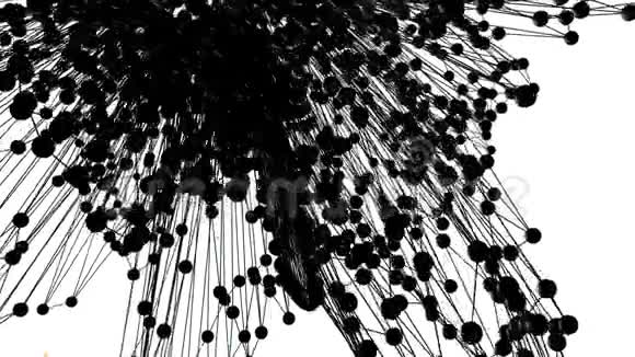 抽象黑白挥动三维网格或网格的脉动几何物体作为抽象游戏景观视频的预览图