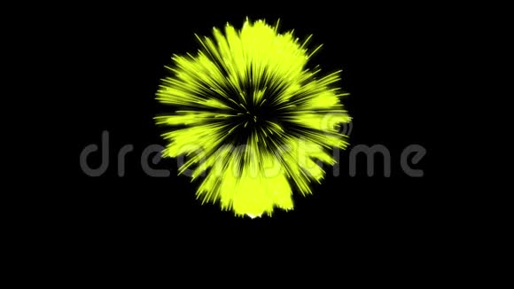 色彩斑斓的单根烟火在夜晚壮观的单一烟花3D渲染黄色版本15视频的预览图