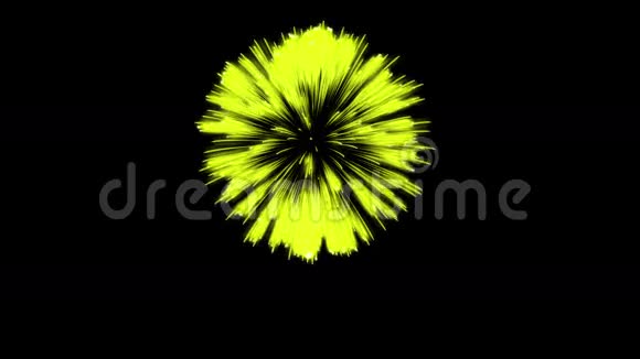色彩斑斓的单根烟火在夜晚壮观的单一烟花3D渲染黄色版本8视频的预览图