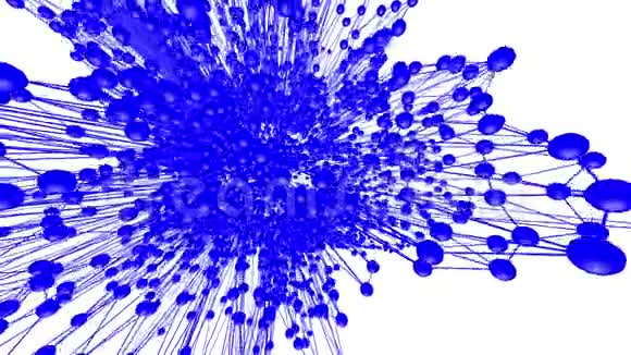 抽象蓝色挥动三维网格或网格的脉动几何物体用作抽象的科学可视化蓝色视频的预览图