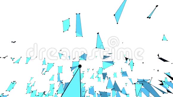 抽象干净的蓝色挥动三维网格或网格作为伟大的背景蓝色几何振动环境或脉动数学视频的预览图