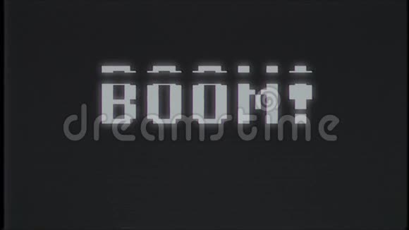 复古视频游戏BOOM文字电脑旧电视故障干扰噪声屏幕动画无缝循环新质量通用视频的预览图