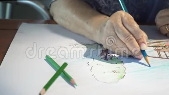 一位老年妇女的爱好是画画视频的预览图