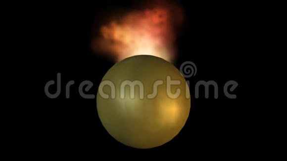 燃烧金球爆炸飞行粒子黑色背景上的抽象视频视频的预览图