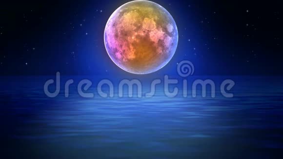 美丽的海上月亮最好的循环视频背景放松和平静视频的预览图