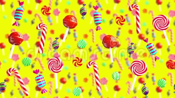 明亮的魅力甜蜜的多汁的糖果棒棒糖丘帕焦糖太妃糖从右向左移动高质量视频的预览图