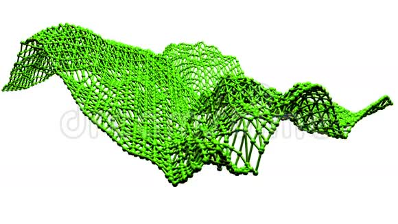 抽象清洁绿色挥动三维网格或网格作为可爱的背景绿色几何振动环境或脉动视频的预览图
