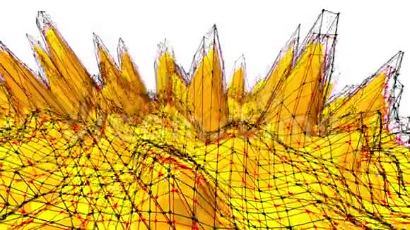 黄色低聚背景脉动抽象低聚表面作为科学可视化的时尚低聚设计视频的预览图