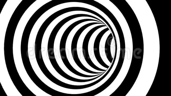 黑白条纹隧道迷幻抽象3d渲染计算机生成的背景视频的预览图