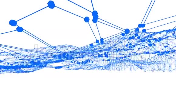抽象干净的蓝色挥动三维网格或网格作为光荣的背景蓝色几何振动环境或脉动视频的预览图