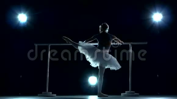 穿着白色芭蕾舞裙的芭蕾舞女在健身视频的预览图
