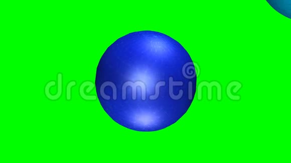 抽象电影一个纹理蓝色球体穿透第二个球体的质量视频动画在绿色屏幕上视频的预览图