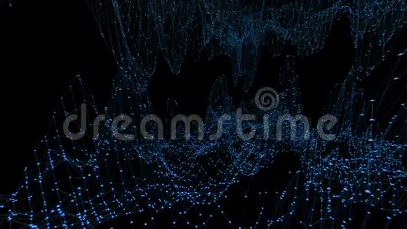 抽象干净的蓝色挥动三维网格或网格作为复杂性背景蓝色几何振动环境或脉动视频的预览图