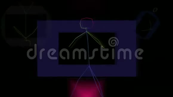 用霓虹灯三角形抽象背景无缝环霓虹灯网格广场循环背景抽象三角新生儿视频的预览图