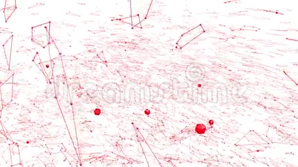 抽象干净的红色挥动3D网格或网格作为游戏背景红色几何振动环境或脉动数学视频的预览图