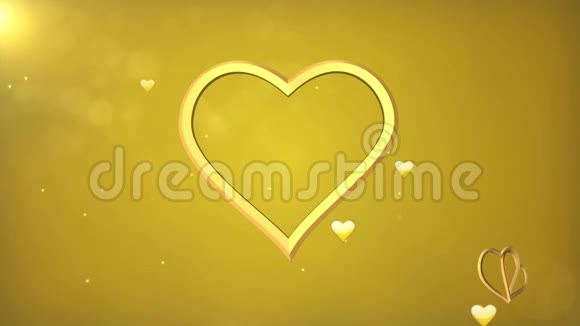 美丽的黄金心由火花在循环动画情人节视频的预览图