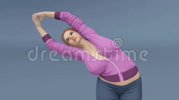 另一个尺寸的女人在半月瑜伽姿势接近4K视频的预览图