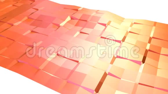 抽象简单的粉红色橙色低聚三维表面作为有趣的环境软几何低聚运动背景视频的预览图