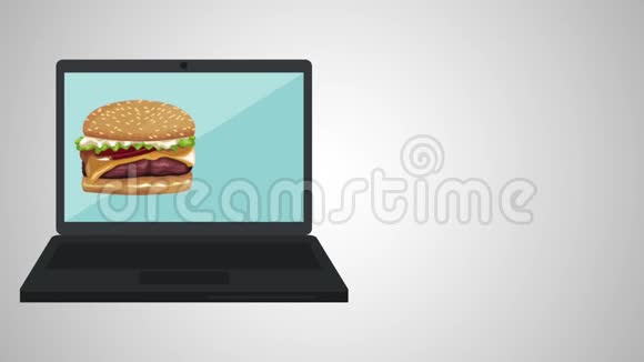 从笔记本电脑高清动画在线订购汉堡视频的预览图